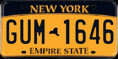 NY license plate GUM1646