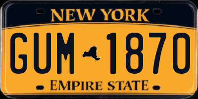 NY license plate GUM1870