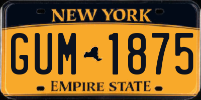 NY license plate GUM1875