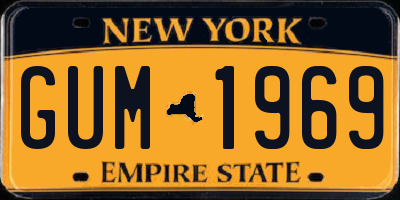 NY license plate GUM1969