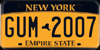NY license plate GUM2007