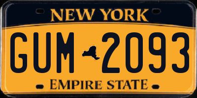 NY license plate GUM2093