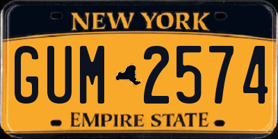 NY license plate GUM2574