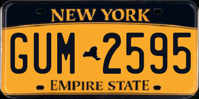 NY license plate GUM2595