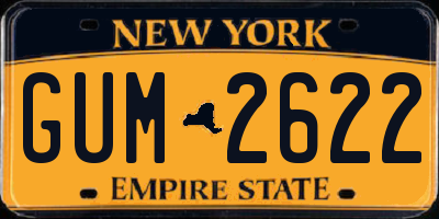 NY license plate GUM2622