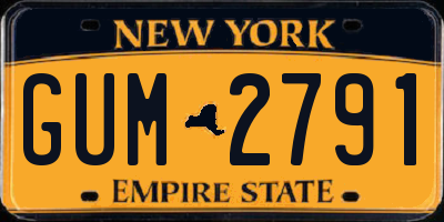 NY license plate GUM2791