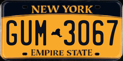 NY license plate GUM3067