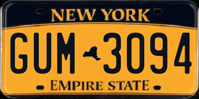 NY license plate GUM3094