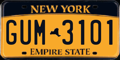 NY license plate GUM3101