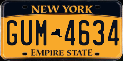 NY license plate GUM4634