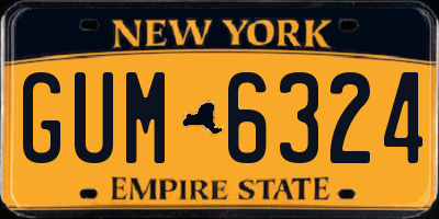NY license plate GUM6324