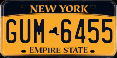 NY license plate GUM6455