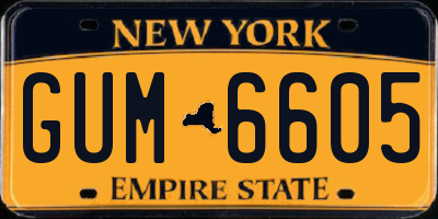 NY license plate GUM6605