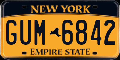 NY license plate GUM6842