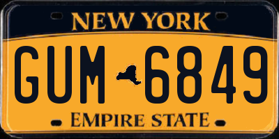 NY license plate GUM6849