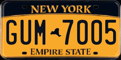 NY license plate GUM7005
