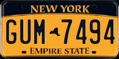 NY license plate GUM7494