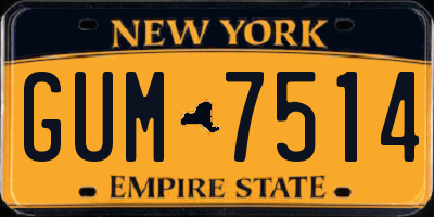 NY license plate GUM7514