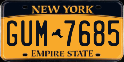 NY license plate GUM7685