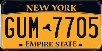 NY license plate GUM7705