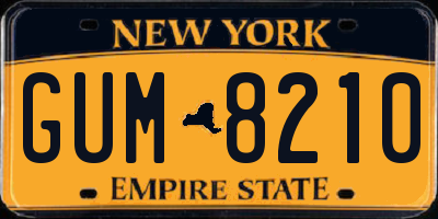 NY license plate GUM8210