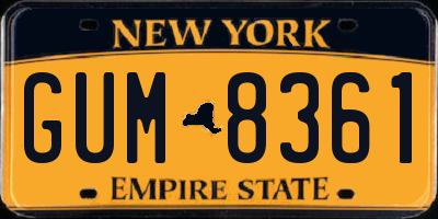 NY license plate GUM8361