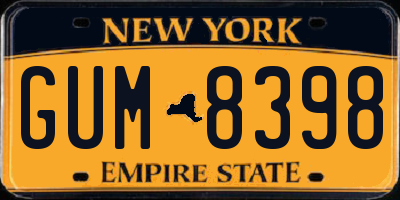 NY license plate GUM8398