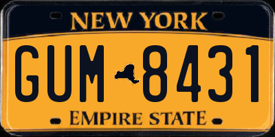 NY license plate GUM8431