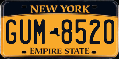 NY license plate GUM8520