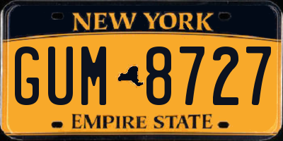 NY license plate GUM8727