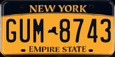 NY license plate GUM8743