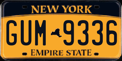 NY license plate GUM9336