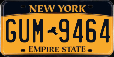 NY license plate GUM9464