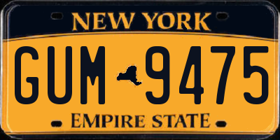 NY license plate GUM9475