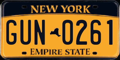 NY license plate GUN0261