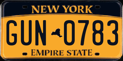 NY license plate GUN0783