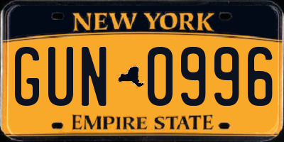 NY license plate GUN0996