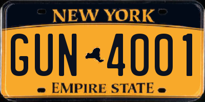 NY license plate GUN4001
