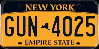 NY license plate GUN4025