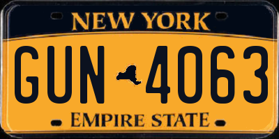 NY license plate GUN4063