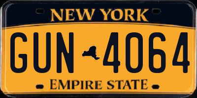 NY license plate GUN4064