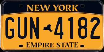 NY license plate GUN4182