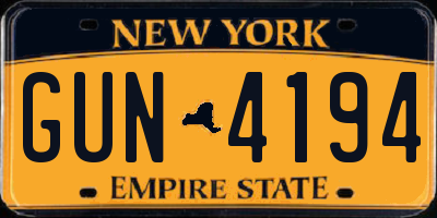 NY license plate GUN4194