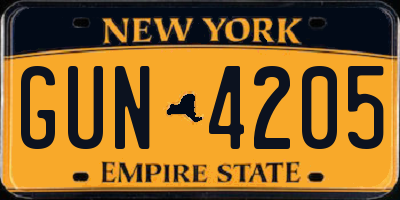 NY license plate GUN4205