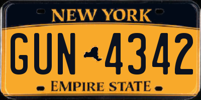 NY license plate GUN4342