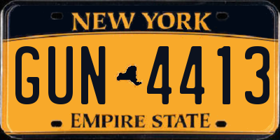 NY license plate GUN4413