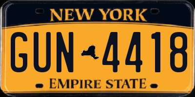 NY license plate GUN4418