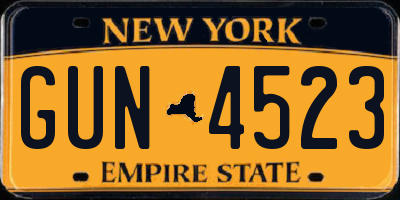 NY license plate GUN4523
