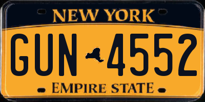 NY license plate GUN4552