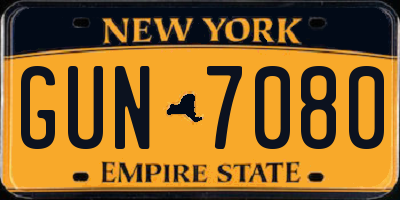 NY license plate GUN7080